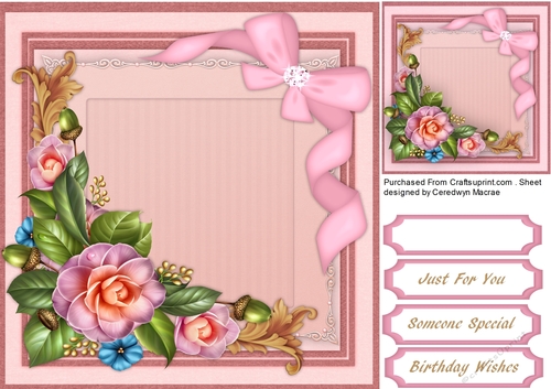 Beautiful Camellias and Ribbon Bow 