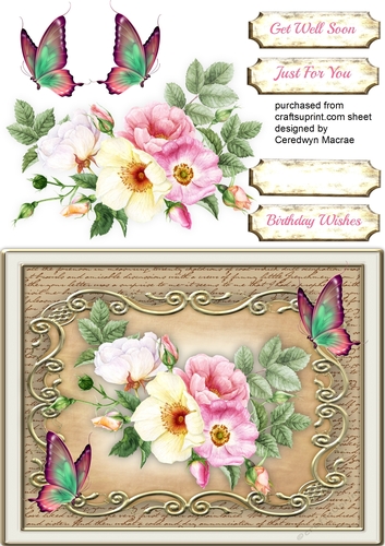 Beautiful Roses on a Scroll mat  