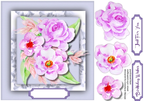 Water Coloured Roses on a Shabby Chic Mat 