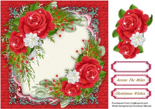 Christmas Roses in Ornate Mat 