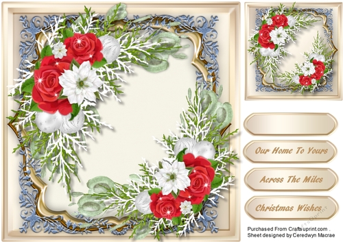 Christmas Roses on a Gold Mat