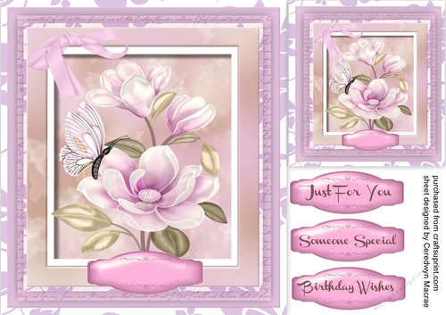 Beautiful Cerises  Magnolia and Butterfly 