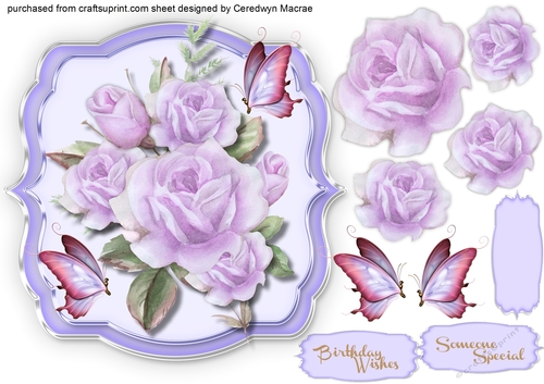 Lilac Love Roses and Butterflys