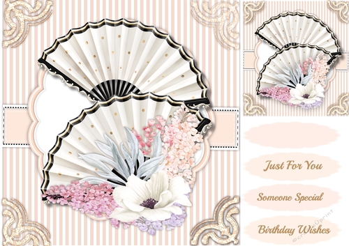 Beautiful Cream  Fans and Mixed Flowers 