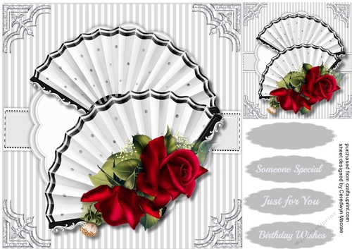 Beautiful  Fans and Red Flowers 