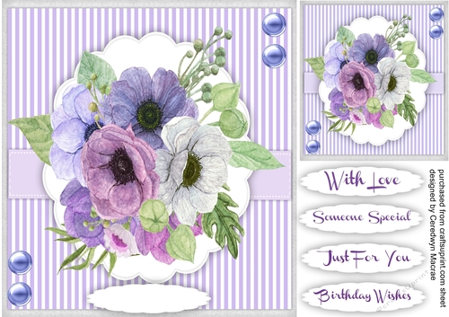 Stunning Anemones in a scalloped mat 
