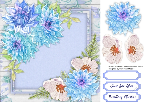 Beautiful Dahlias on shabby Chic Frame 