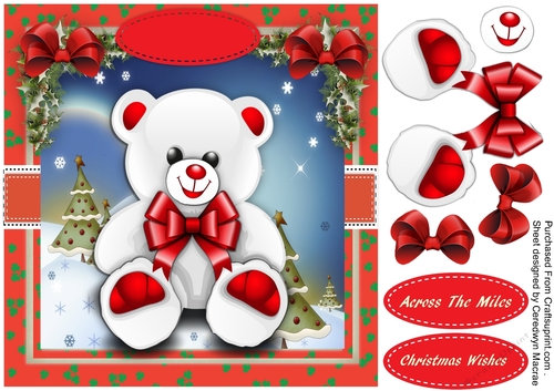 Beautiful White Teddy with Bow 