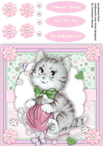 Adorable Kitty Playing with the Wool , Pink