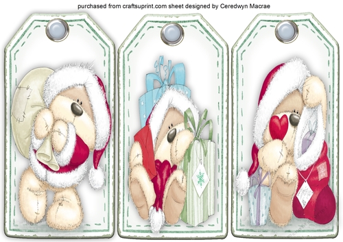 3, Christmas Teds Tags 1