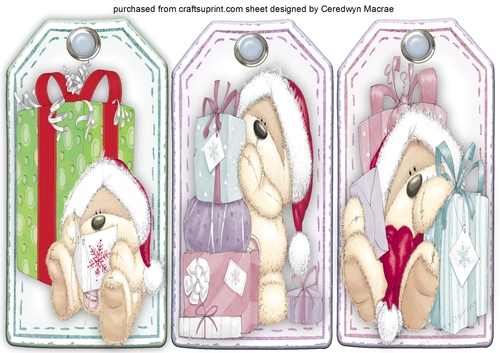 3, Christmas Teds Tags 2