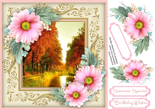 Autumn Scene and Pink Daisys 