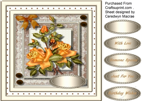 Beautiful Golden Roses in a Sepia Frame 