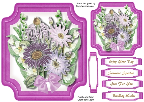 Beautiful Asters in a Cut Out Mat 