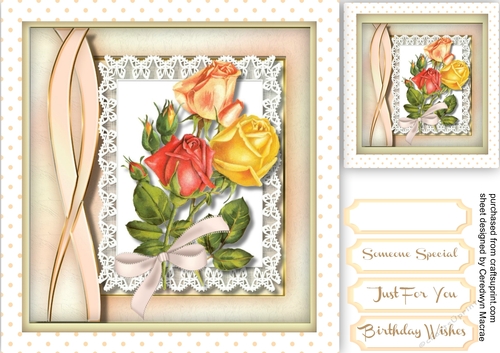 Beautiful Roses on a Lace Mat 