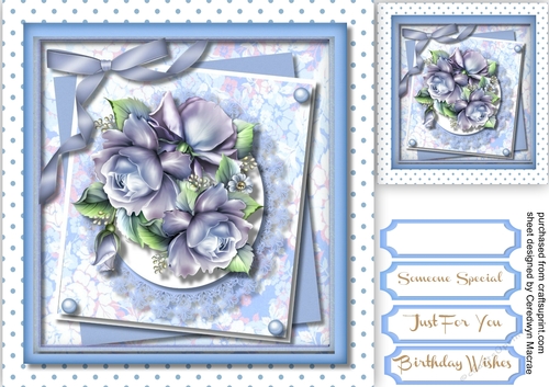 Lovely Blue Roses on a Lace Mat 