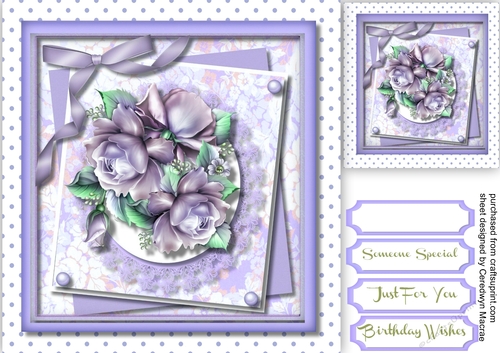 Lovely Lilac Roses on a Lace Mat 