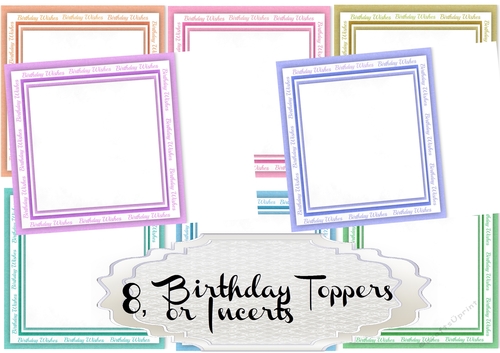 8 , Birthday Wishes Toppers or Incerts 