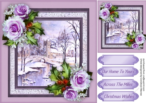 Stunning Holly and Roses with Church scene 