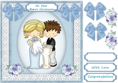 On your Babys Christning , Blue