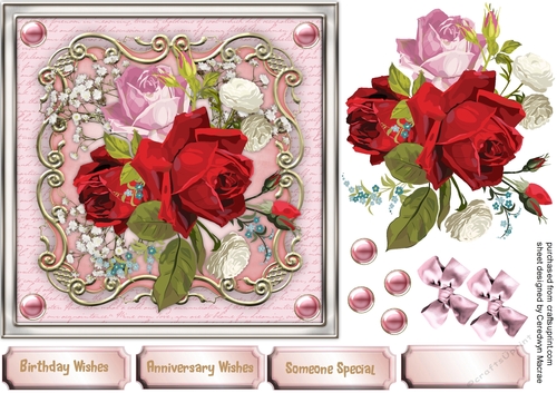 Beautiful Roses on a Ornate Mat