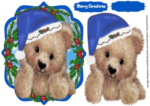 Fuzzy Bears Christmas Hat , Blue