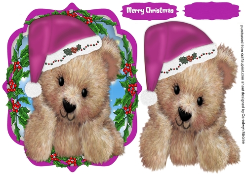 Fuzzy Bears Christmas Hat , Cerise