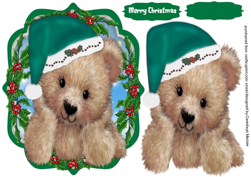 Fuzzy Bears Christmas Hat , Green 