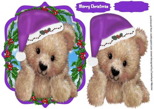 Fuzzy Bears Christmas Hat , Lilac