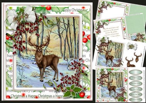 8x8 Mini Kit , Beautiful Stag in the Snow 