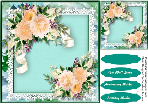 Stunning Pink Roses in a Aqua Flower Frame 