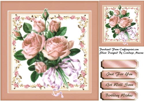 Pink  Roses in a Flower Frame 