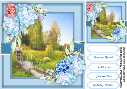 Stunning Garden with Blue Peony Roses 