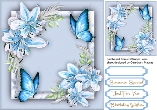Beautiful Bluie Lilys and Butterflys