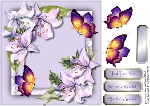 Beautiful Lilac Lilys and on a shabby Chic Frame 