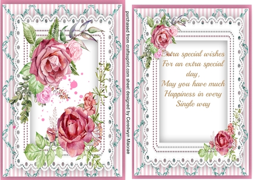 Beautiful Cerise Roses with Birthday  Verse