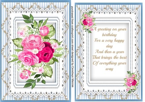 Beautiful Pink Roses with Birthday  Verse