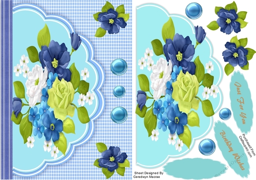 Beautiful Blue mixed Roses on a Envelope card 