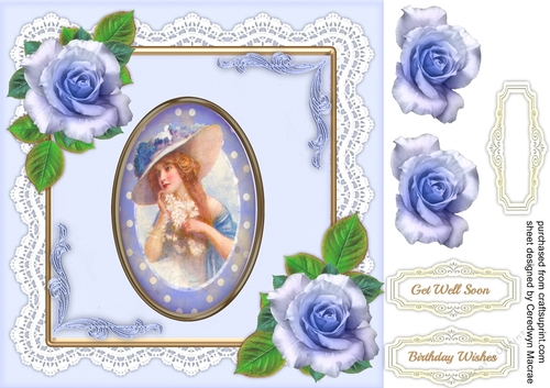 Vintage Lady with lilac Roses  2