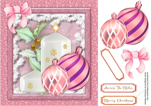 Beautiful Pink Baubles and Christmas Candle