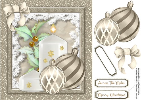 Beautiful Sepia Baubles and Christmas Candle