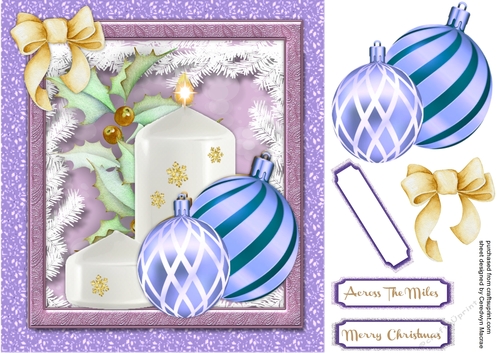 Beautiful Lilac Baubles and Christmas Candle