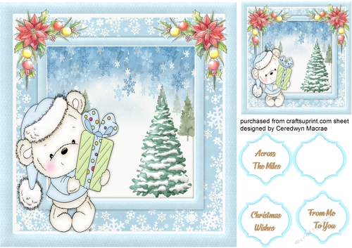 Lovely Teddy Bear Christmas ,Blue