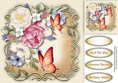 Beautifl Rose Ppeonys  and Butterflys 