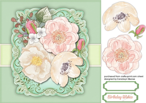 Beautiful Roses on a Soft Green  Mat 