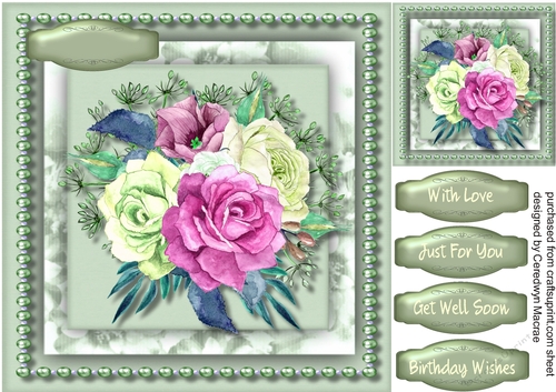 Beautiful  mixed roses in a pearl frame 