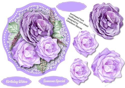 Beautiful Lilac Roses on a lace mat 