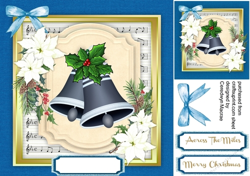 Bells on a Bracket mat with White Poinsettias
