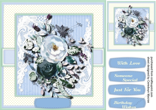 Vintage Water coloured Roses on a lace mat 