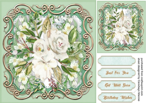 Beautiful Roses in Gold Ornate Frame 